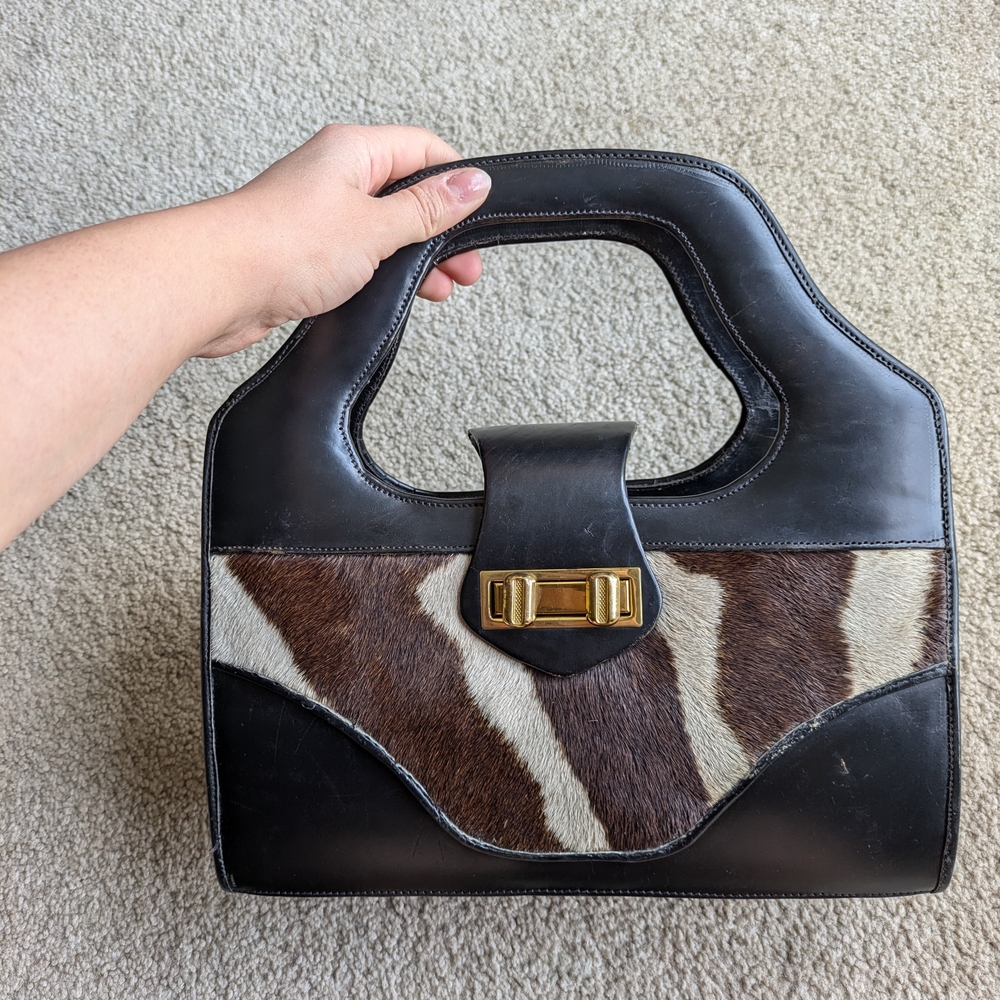 Elegant Black and Brown Women's Handbag